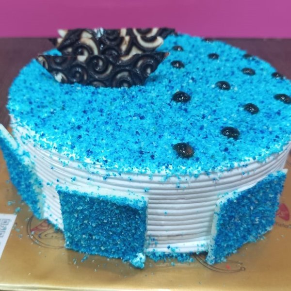 Saphhire Premium Cake Small + Popper 40 inch + Sparkle candle 